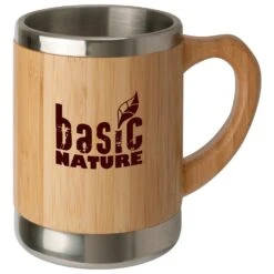 Basic Nature Tasse En Acier Inoxydable Avec Bambou - Tasse -Extérieur Camping Équip Magasin basic nature tasse en acier inoxydable avec bambou tasse detail 2