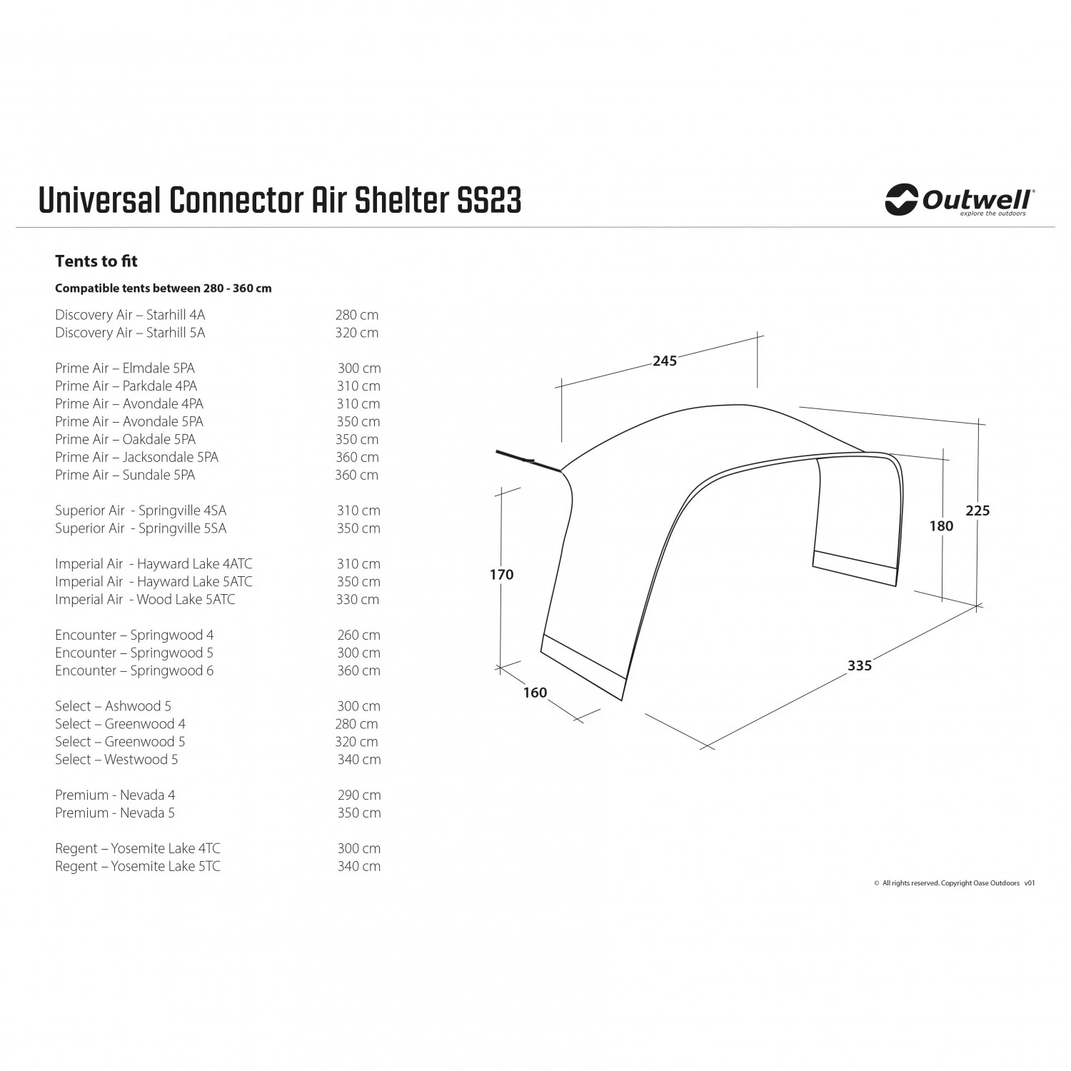Outwell Universal Connector Air Shelter - Rallonge Pour Tente 5 Outwell Universal Connector Air Shelter - Rallonge Pour Tente – Image 3