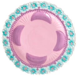 Rice Ceramic Cake Plate With Embossed Flower Design - Assiette -Extérieur Camping Équip Magasin rice ceramic cake plate with embossed flower design assiette 1