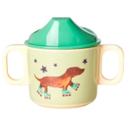 Rice Melamine 2 Handle Baby Cup With Animal Print - Tasse -Extérieur Camping Équip Magasin rice melamine 2 handle baby cup with animal print tasse 1
