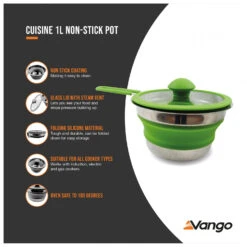 Vango Cuisine 1L Non-Stick Pot - Popote -Extérieur Camping Équip Magasin vango cuisine 1l non stick pot popote detail 6